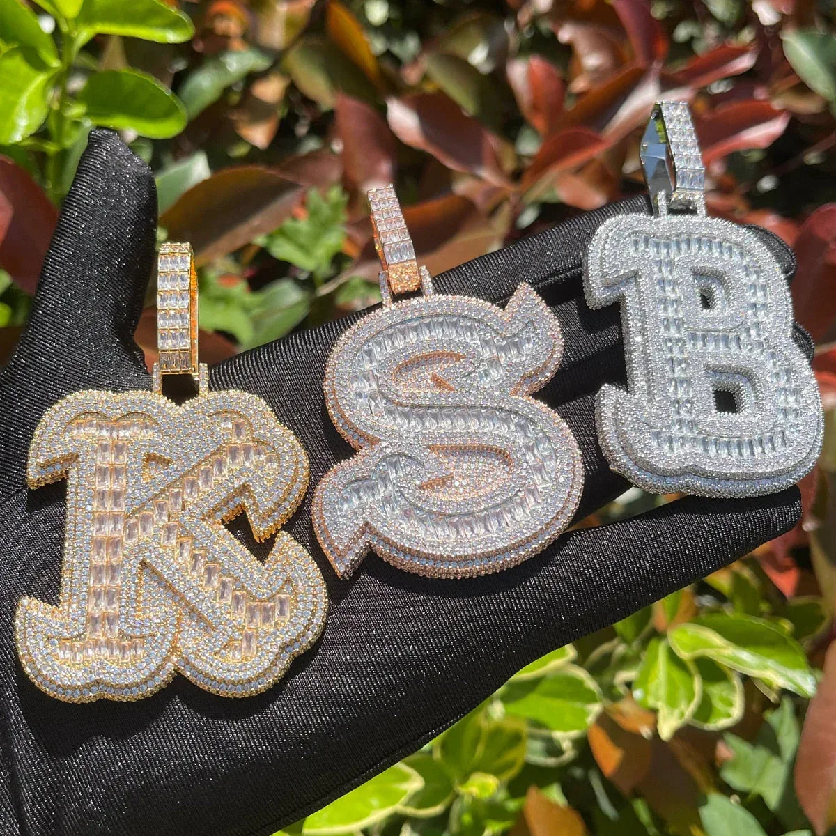 King Style Baguette Bail Iced Out Initial Custom Name Necklace Pendant - Luxury Custom Jewelry - CaratixJewelry